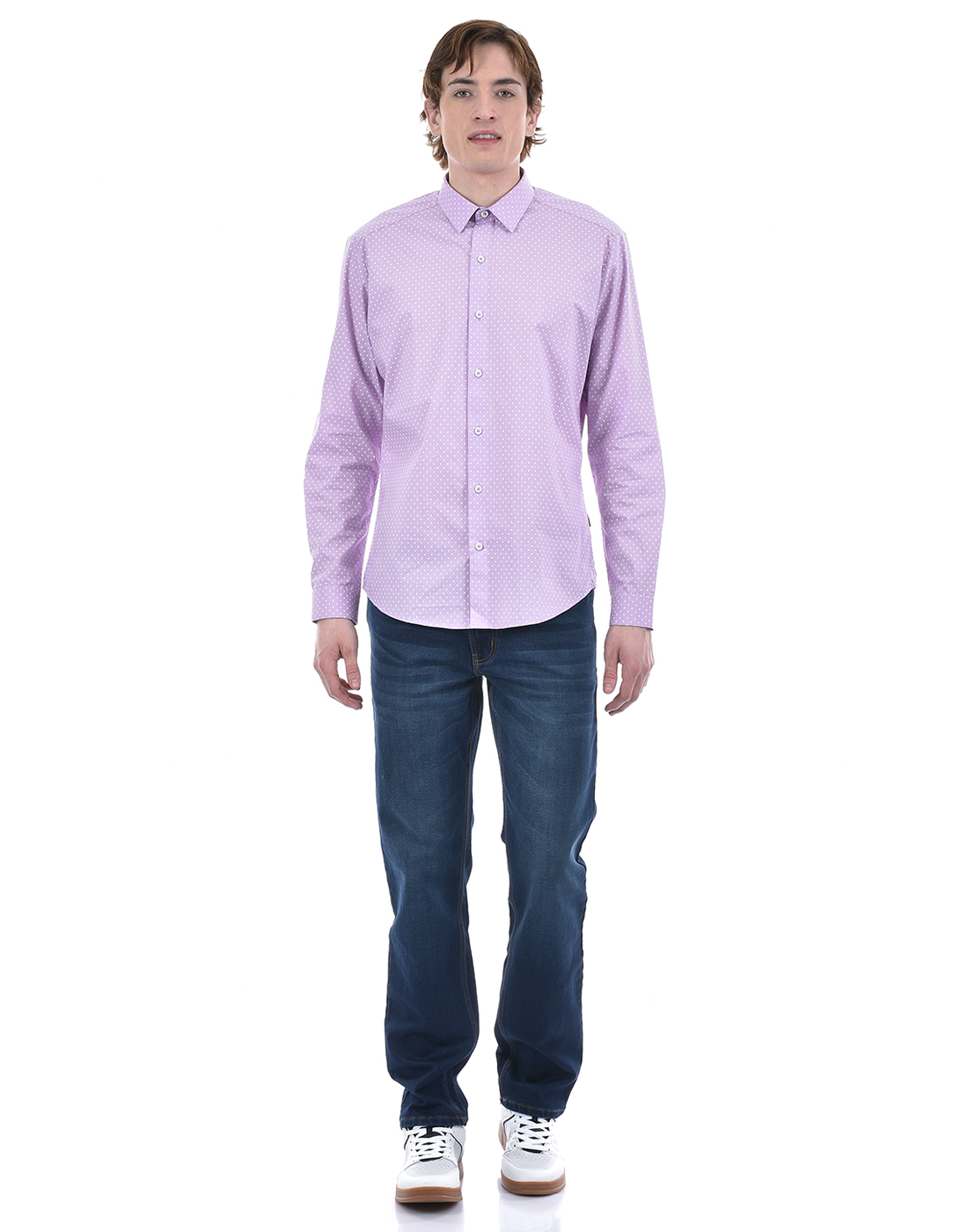 Numero Uno Men Polka Print Pink Shirt